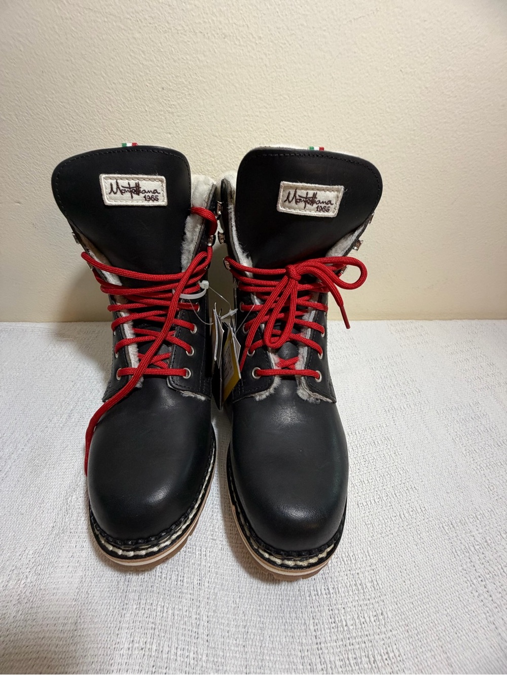 Italian Leather Combat Boots Black NWT - 7.5 / 38 Montelliana 1965 - Picture 4 of 10